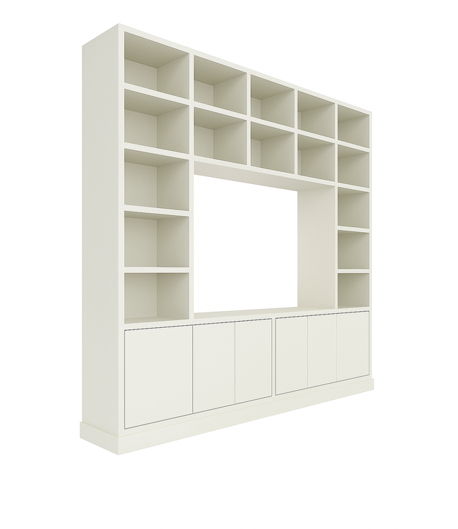 Grote moderne tv kast ongelijke vakken 300 x 240cm