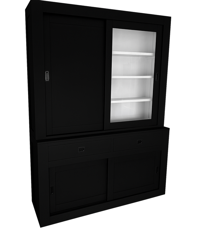 Buffetkast zwart  Leek 160 x 220cm dichte deur