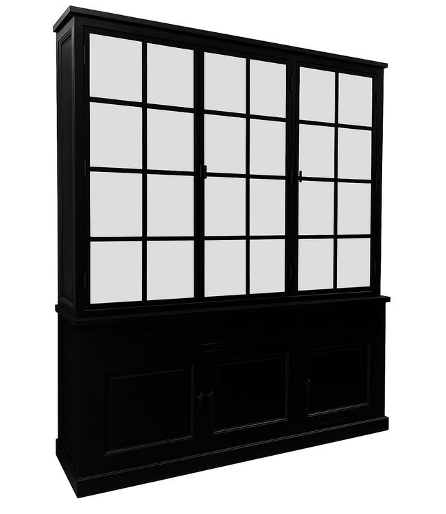 Buffetkast Soest zwart met stalen deuren 200 x 240cm