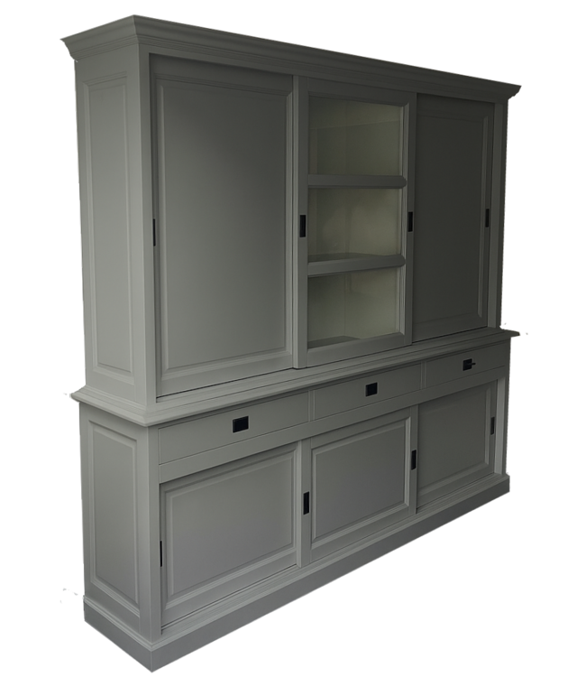 Buffetkast stofgrijs Putten 240cm dichte zijdeuren