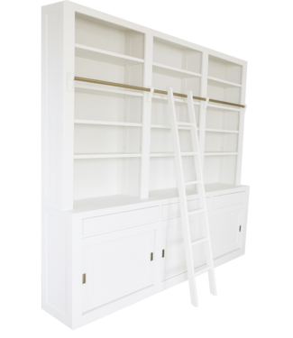 Kasten van de Koning Boekenkast Design wit met trap 260 x 240cm