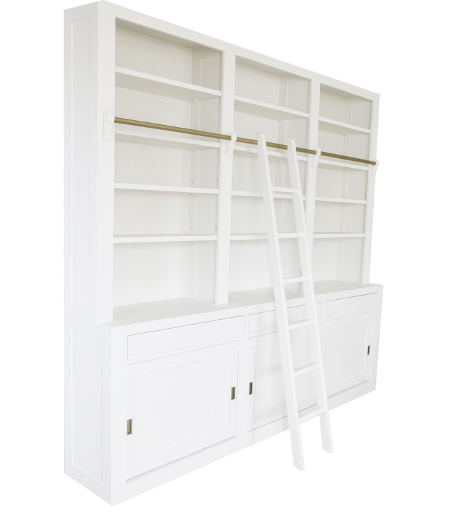 Boekenkast Design wit met trap 260 x 240cm