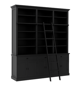 Kasten van de Koning Boekenkast zwart met trap Reeuwijk XXXL 300 x 300cm