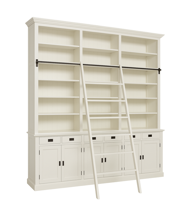 Boekenkast wit met trap Reeuwijk XXXL 300 x 300cm
