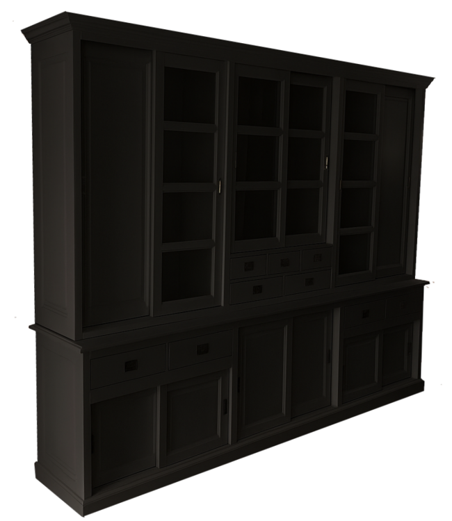 Buffetkast zwart Haarlem 300x 235cm dichte zijdeuren