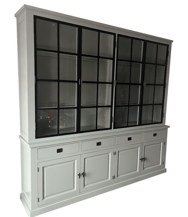 Buffetkast Soest lichtgrijs met stalen deuren 250 x 240cm