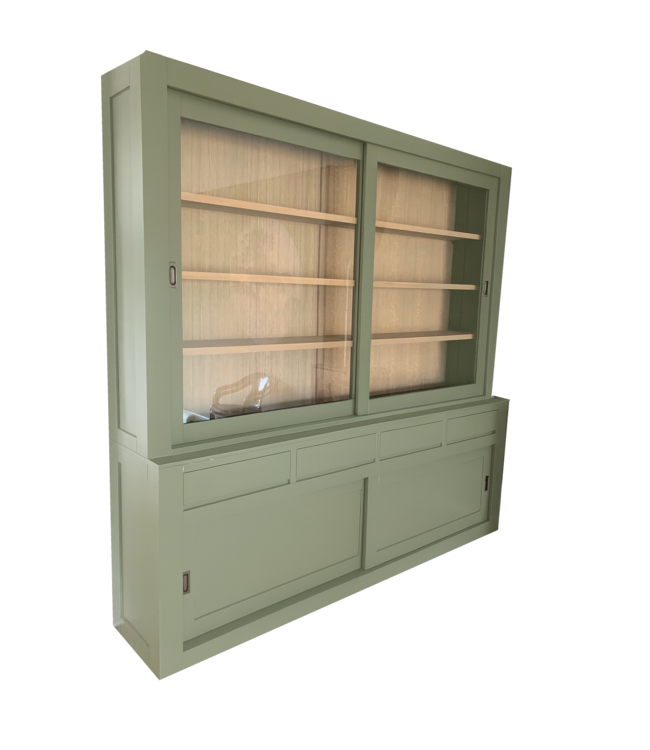 Buffetkast Design Engels groen met eiken interieur 240 x 240cm