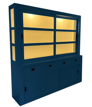 Kasten van de Koning Buffetkast briljantblauw Hasselt 220cm led verlichting