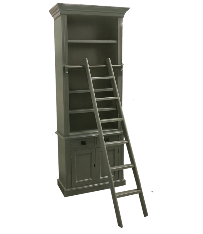 Boekenkast Engels groen met trap Leerdam 100 x 240cm