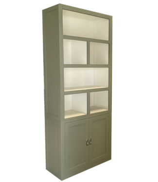 Kasten van de Koning Vakkenkast Engels groen ongelijke vakken 100 x 240cm