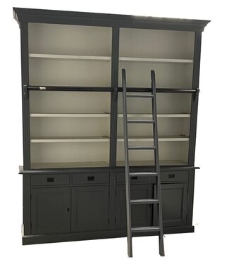 Kasten van de Koning Boekenkast antraciet met trap Kesteren 200 x 240cm