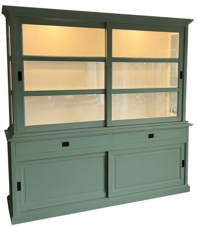 Buffetkast Engels groen Putten 220cm soft close - led verlichting