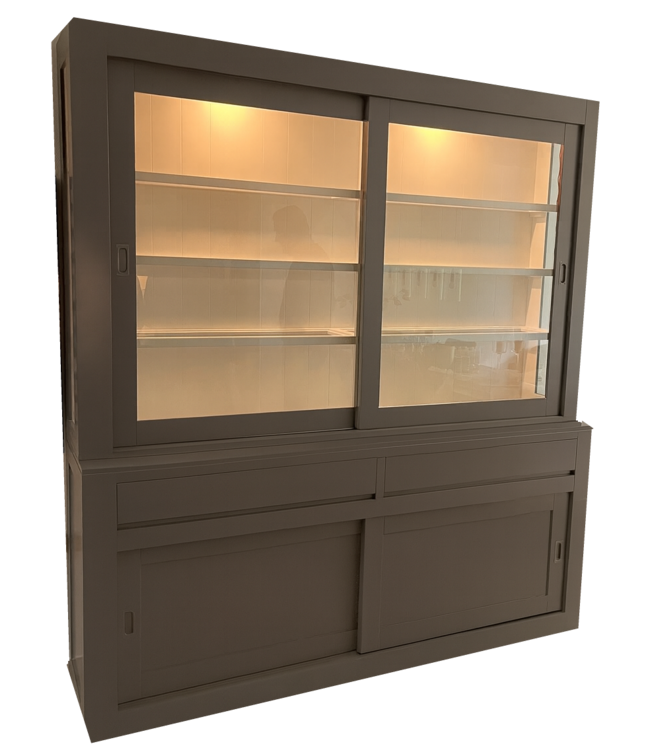 Grijze strakke buffetkast Petten 200cm led verlichting