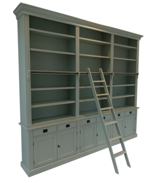 Kasten van de Koning Boekenkast Engels  groen met trap Reeuwijk 300 x 260cm