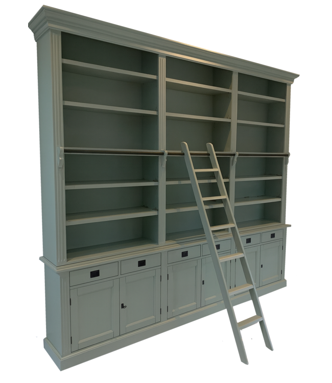 Boekenkast Engels  groen met trap Reeuwijk 300 x 260cm