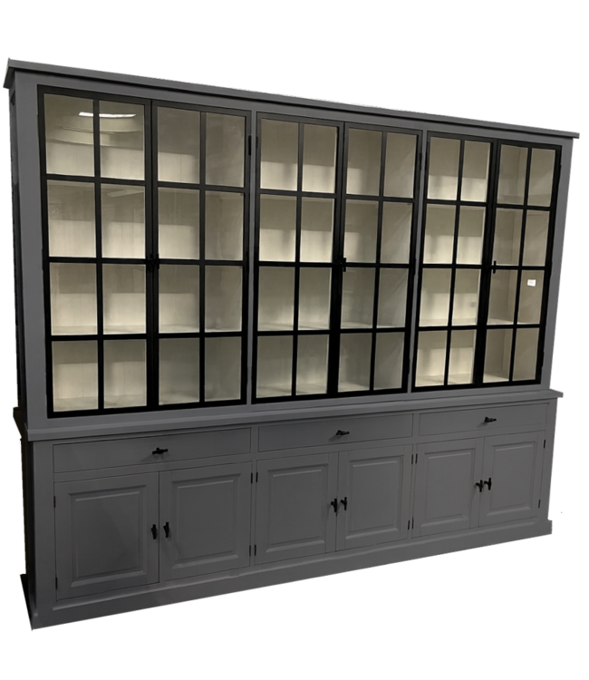 Buffetkast Soest signaalgrijs met stalen deuren 300 x 240cm