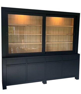 Kasten van de Koning Buffetkast Edam antraciet -eiken interieur en led verlichting spots  260cm