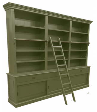 Kasten van de Koning Boekenkast Putten olijf groen 300 x 240cm