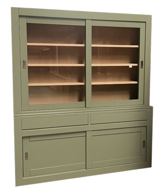 Kasten van de Koning Buffetkast Design Engels groen met eiken interieur 200cm