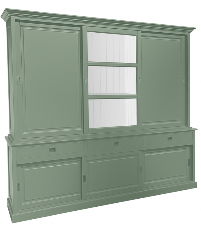 Buffetkast Engels groen - wit Putten 260 x 240cm dichte zijdeuren