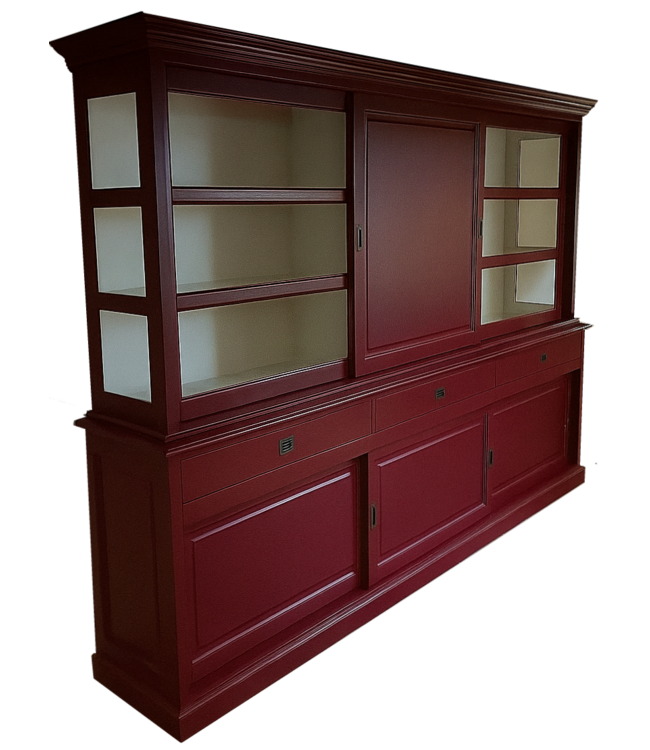 Buffetkast purperrood Deurne 300cm dichte middendeur