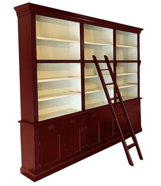 Kasten van de Koning Boekenkast rood – wit met trap Reeuwijk 260 x 240cm