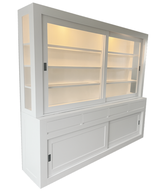 Witte strakke buffetkast Petten 260cm led verlichting