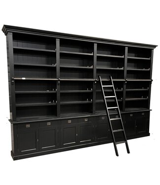 Kasten van de Koning Boekenkast XXXL zwart - zwart met trap Reeuwijk 400 x 260cm