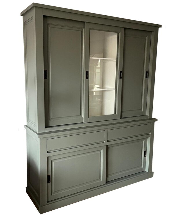 Buffetkast Engels groen - wit Uitgeest 180cm dichte zijdeuren