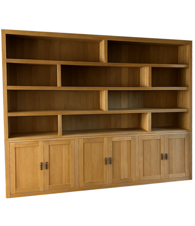 Vakkenkast Eiken 300 x 230cm ongelijke vakken