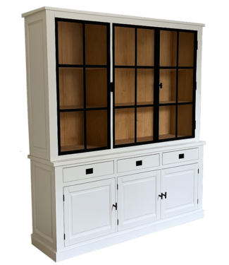 Kasten van de Koning Buffetkast Soest wit met stalen deuren en eiken interieur 200cm