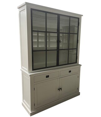 Kasten van de Koning Buffetkast Soest wit met stalen deuren grijsaluminium 150cm