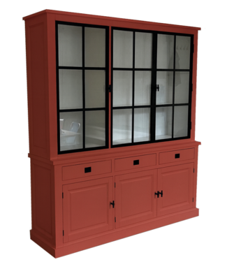 Kasten van de Koning Buffetkast Soest robijnrood met stalen deuren 200cm