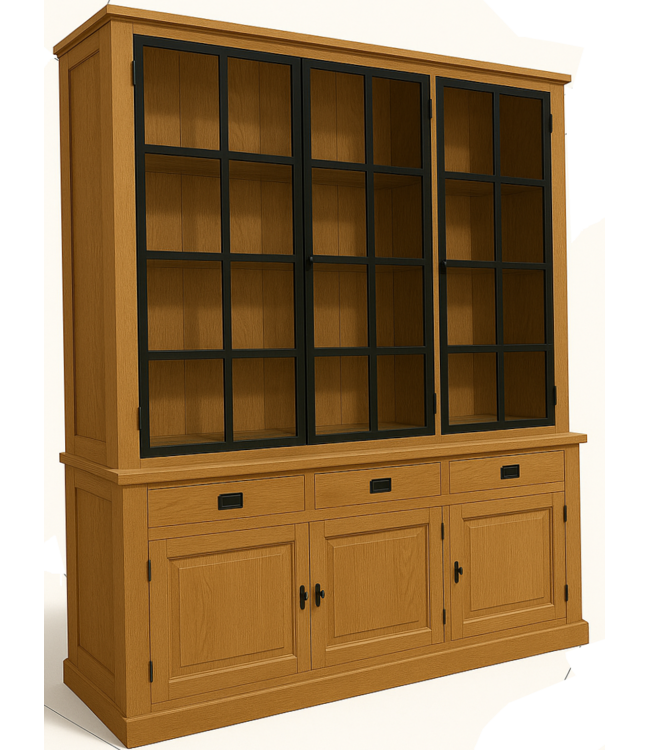 Buffetkast Soest eiken met stalen deuren 200 x 240cm