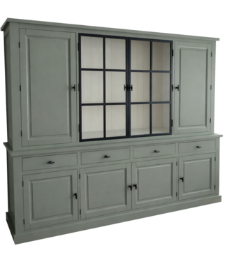 Kasten van de Koning Buffetkast Soest Engels groen - wit met stalen deuren 250cm dichte zijdeuren