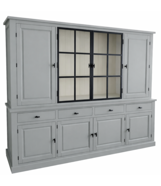 Kasten van de Koning Buffetkast Soest zijdegrijs  - wit met stalen deuren 250cm dichte zijdeuren