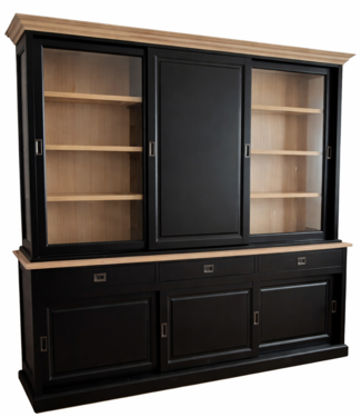 Kasten van de Koning Buffetkast zwart Deurne 240 x 240cm dichte middendeur en eiken lijsten en interieur