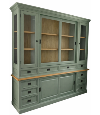 Kasten van de Koning Buffetkast Engels groen – eiken interieur Eelde 225cm