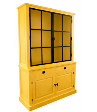 Kasten van de Koning Buffetkast Soest geel met zwarte stalen deuren 150cm