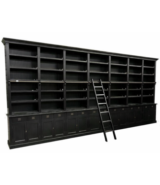 Kasten van de Koning Boekenkast XXXL zwart - zwart met trap Reeuwijk 700 x 260cm