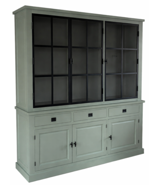 Kasten van de Koning Buffetkast Soest Engels groen - grijs met stalen deuren 200cm