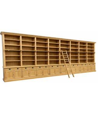 Kasten van de Koning Boekenkast eiken natuur met trap Reeuwijk XXXL 700 x 260cm