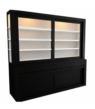 Kasten van de Koning Zwarte strakke buffetkast Petten 220cm led verlichting