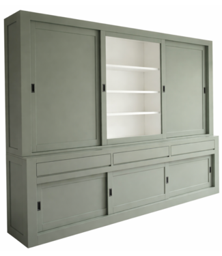 Kasten van de Koning Buffetkast Engels groen Vaassen XXL greeploos 300 x 240cm