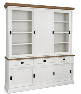 Kasten van de Koning Buffetkast wit Deurne 220 x 240cm dichte middendeur en eiken lijsten