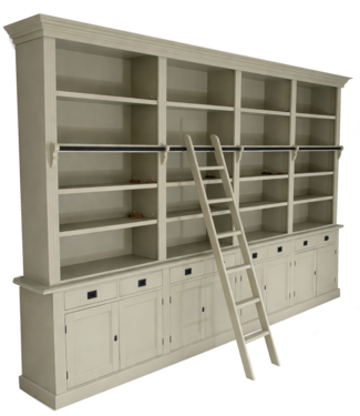 Kasten van de Koning Boekenkast XXXL anijsgrijs met trap Kesteren 400 x 240cm