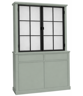 Kasten van de Koning Buffetkast Voorst Engels groen met stalen deuren 110cm