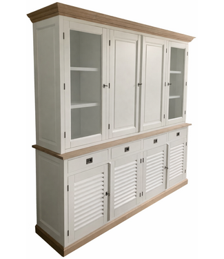 Kasten van de Koning Buffetkast Dronten wit louvredeuren - eiken 220cm