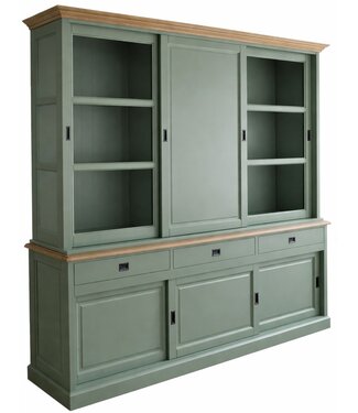 Kasten van de Koning Buffetkast Deurne  Engels groen 240cm dichte middendeur en eiken lijsten