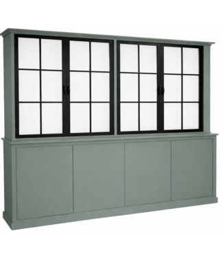 Kasten van de Koning Buffetkast Bladel Engels groen met stalen deuren 220cm